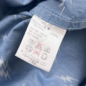 GOODHOOD X R.NEWBOLD グッドフッド×アールニューボールド イナズマ柄 BD ボタンダウン 長袖シャツ L/ブルー メンズ