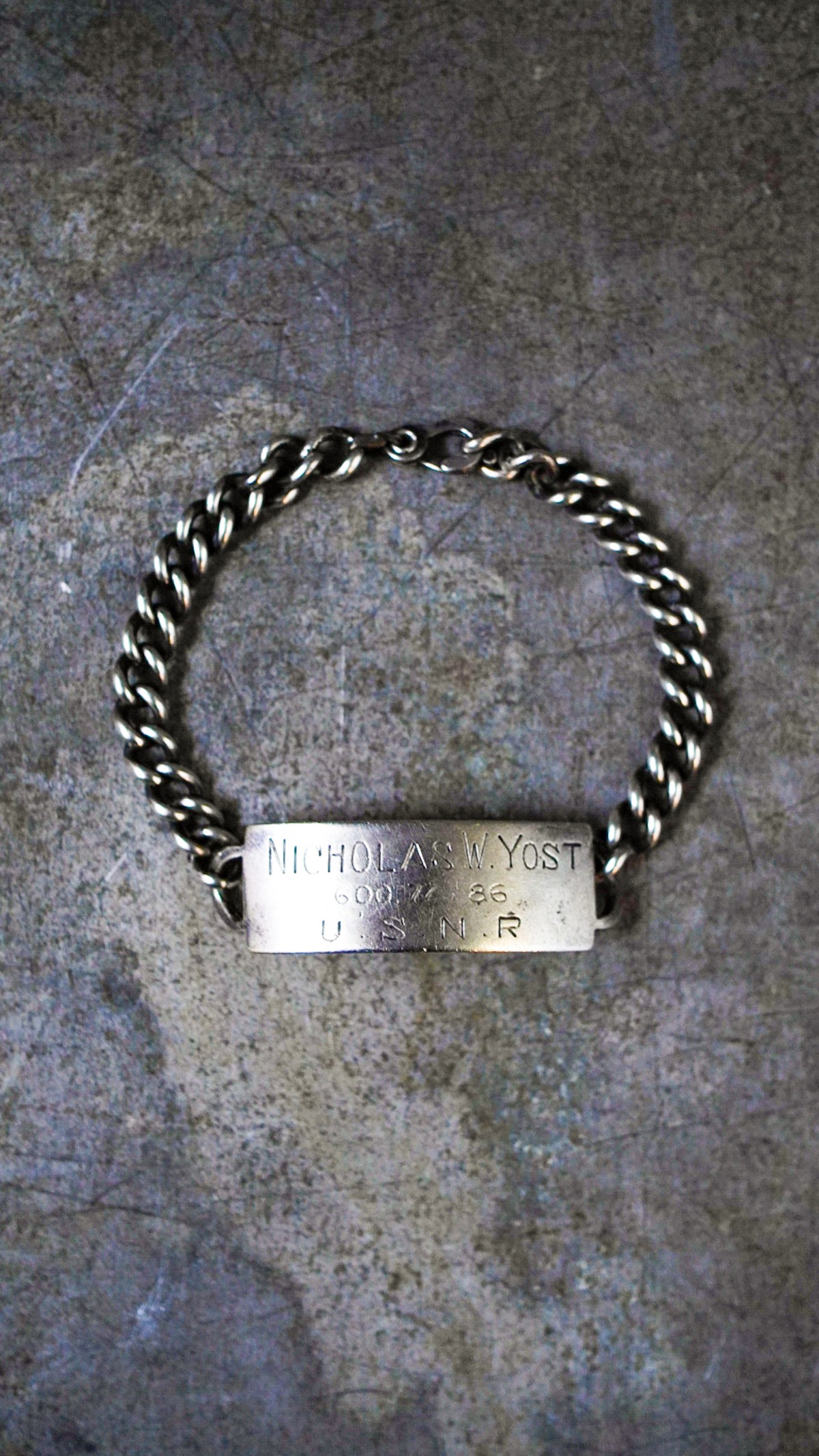 1940s】U.S.N.R. WWII ID ブレスレット 《シルバー925 アメリカ海軍  