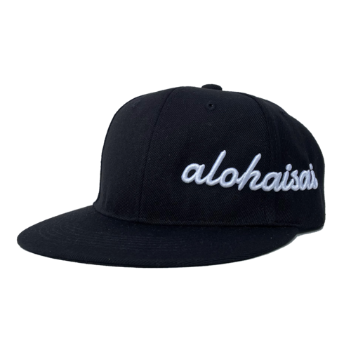 alohaisai フラットバイザー cap ブラック×ホワイト