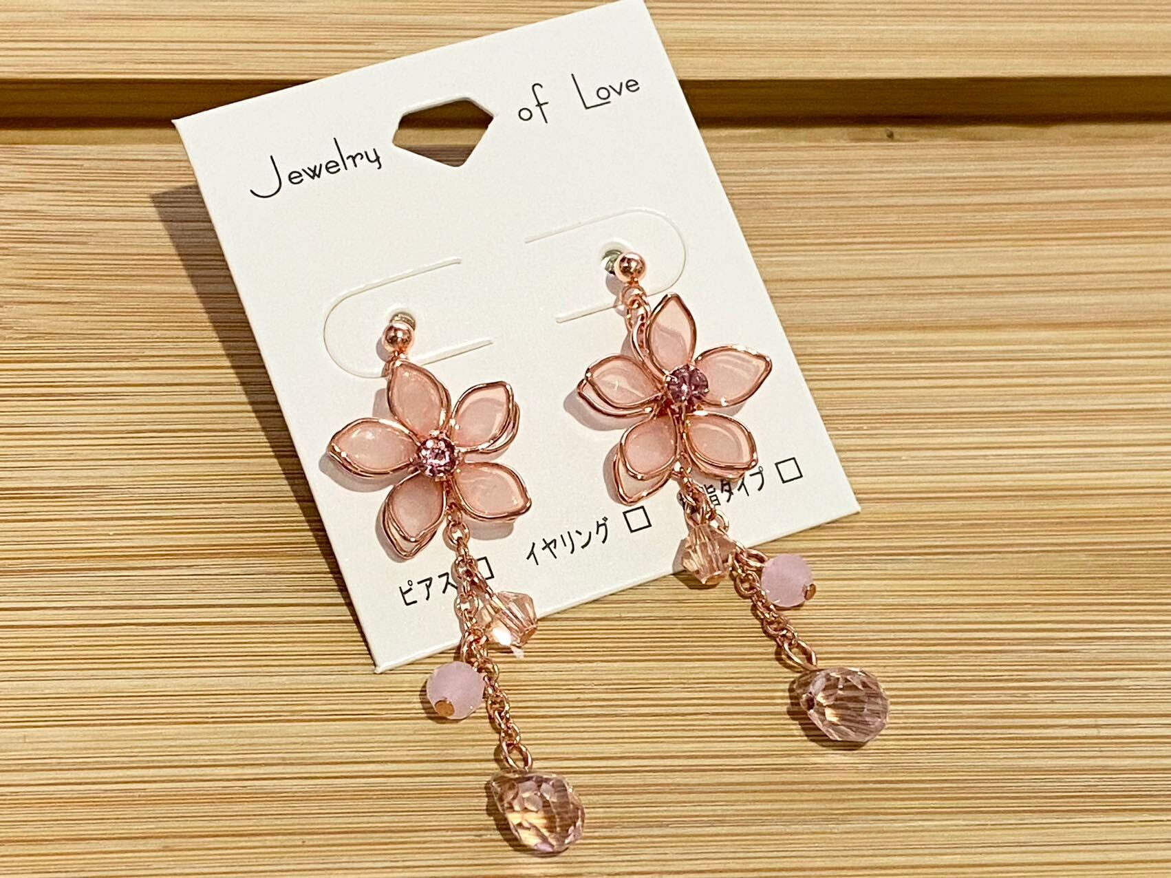 新入荷】ピアスとイヤリング 桜の花 ワイヤフラワー ロングピアス