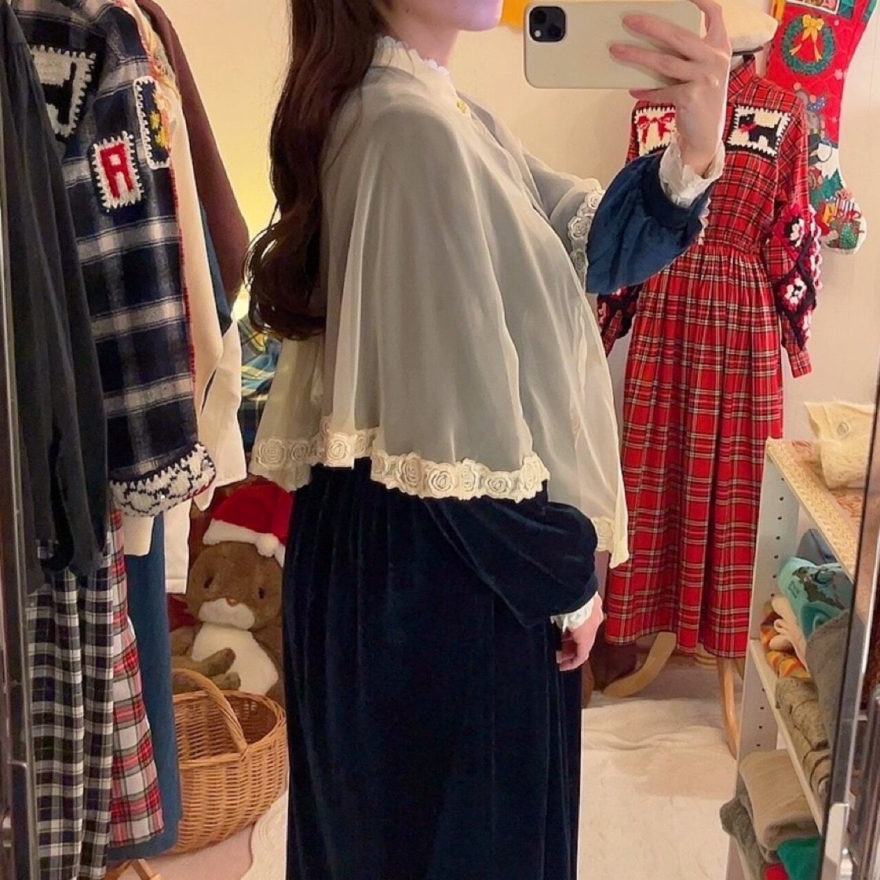 rose lace cream tulle cape