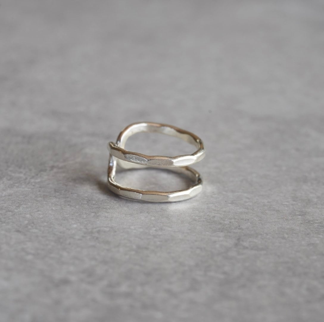 カレン族ハンドメイドシルバーリング 2連デザイン | 方龍 アクセサリー