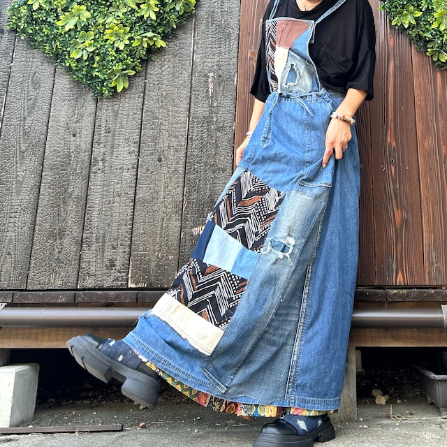 アフリカンパッチワークリメイクジャンバースカート