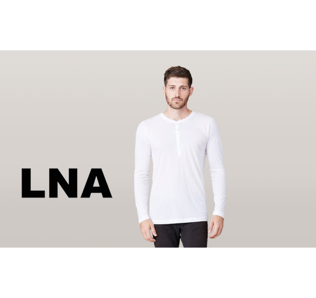 LNA／エルエヌエー　ロングスリーブボタンヘンリーシャツ／ホワイト