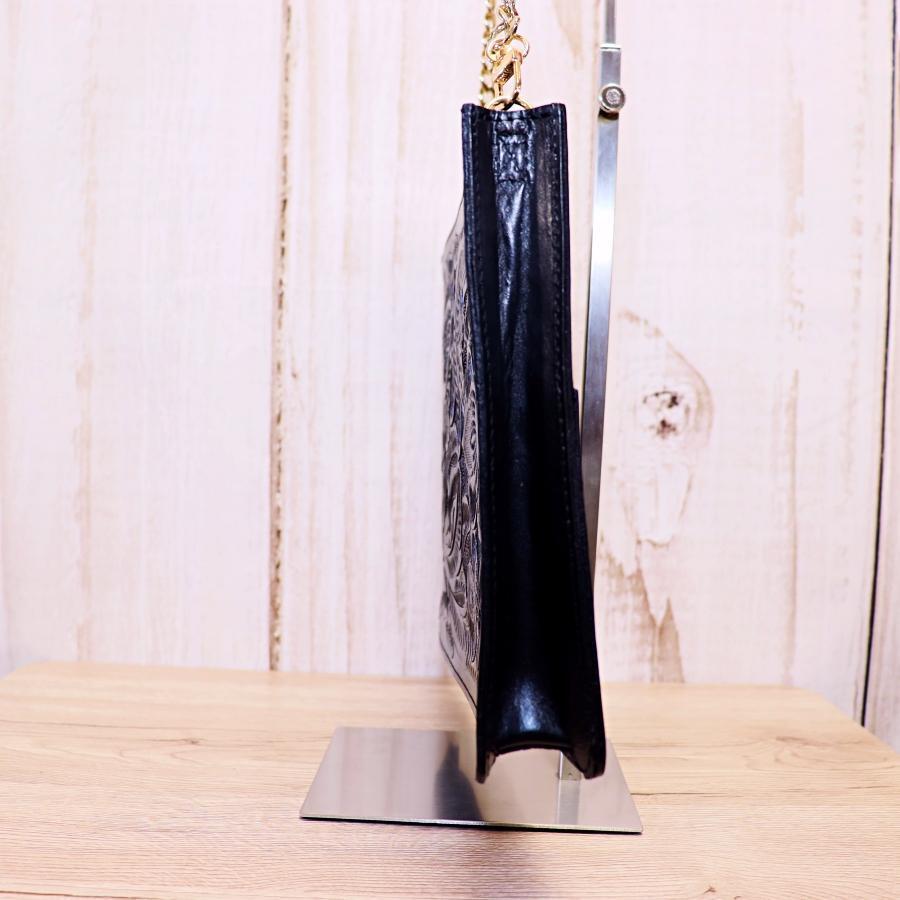 新品未使用Carving Tribes ブラックショルダーバッグ CARVING TRIBES チェーンショルダーバッグ ブラック ゴールド金具