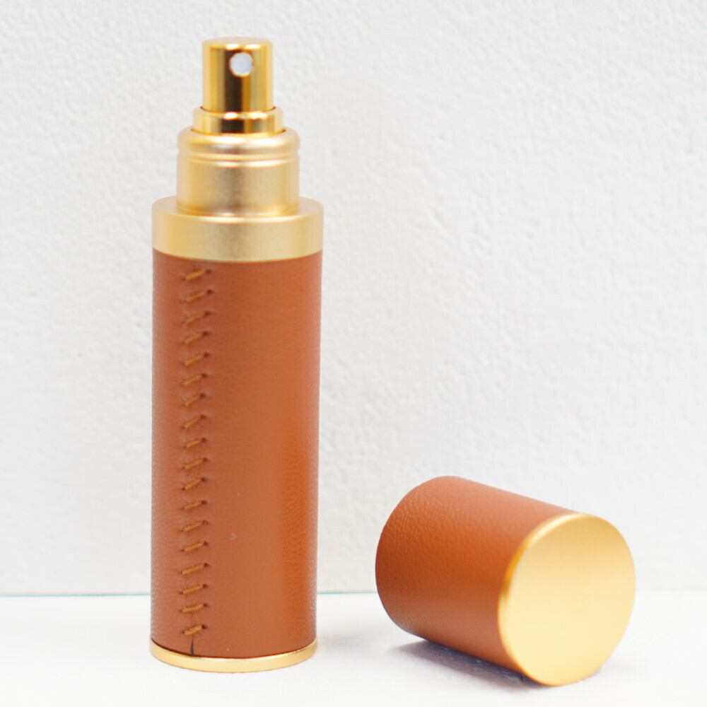 スプレー容器】レザー 10ml 香水瓶 丸形 高級感 全3色 選べる ゴールド