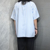 double pocket stripe open collar shirt