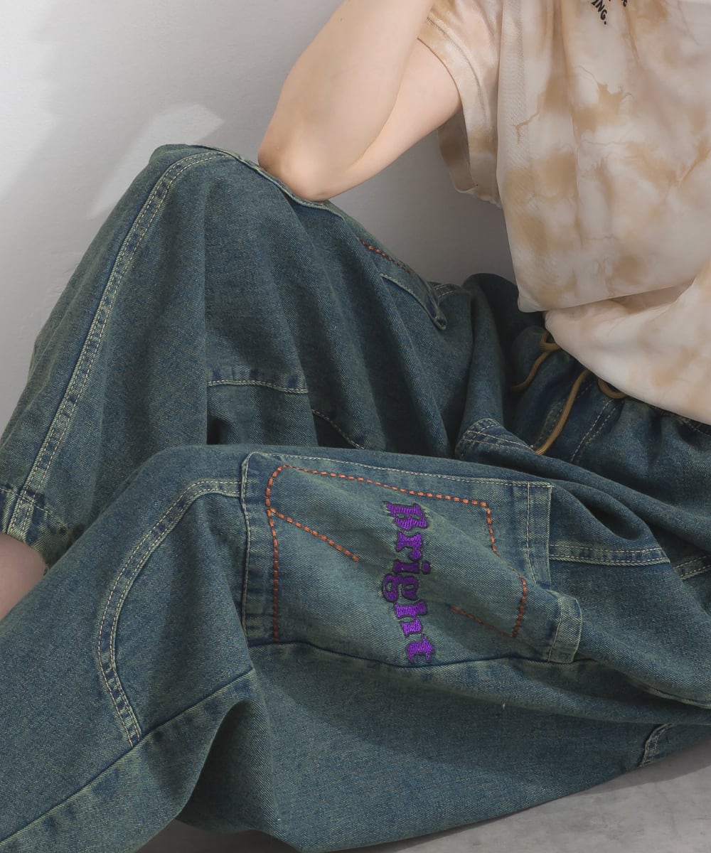 D262154 ポケット刺繍デニムパンツ / Pocket Embroidered Denim Pants