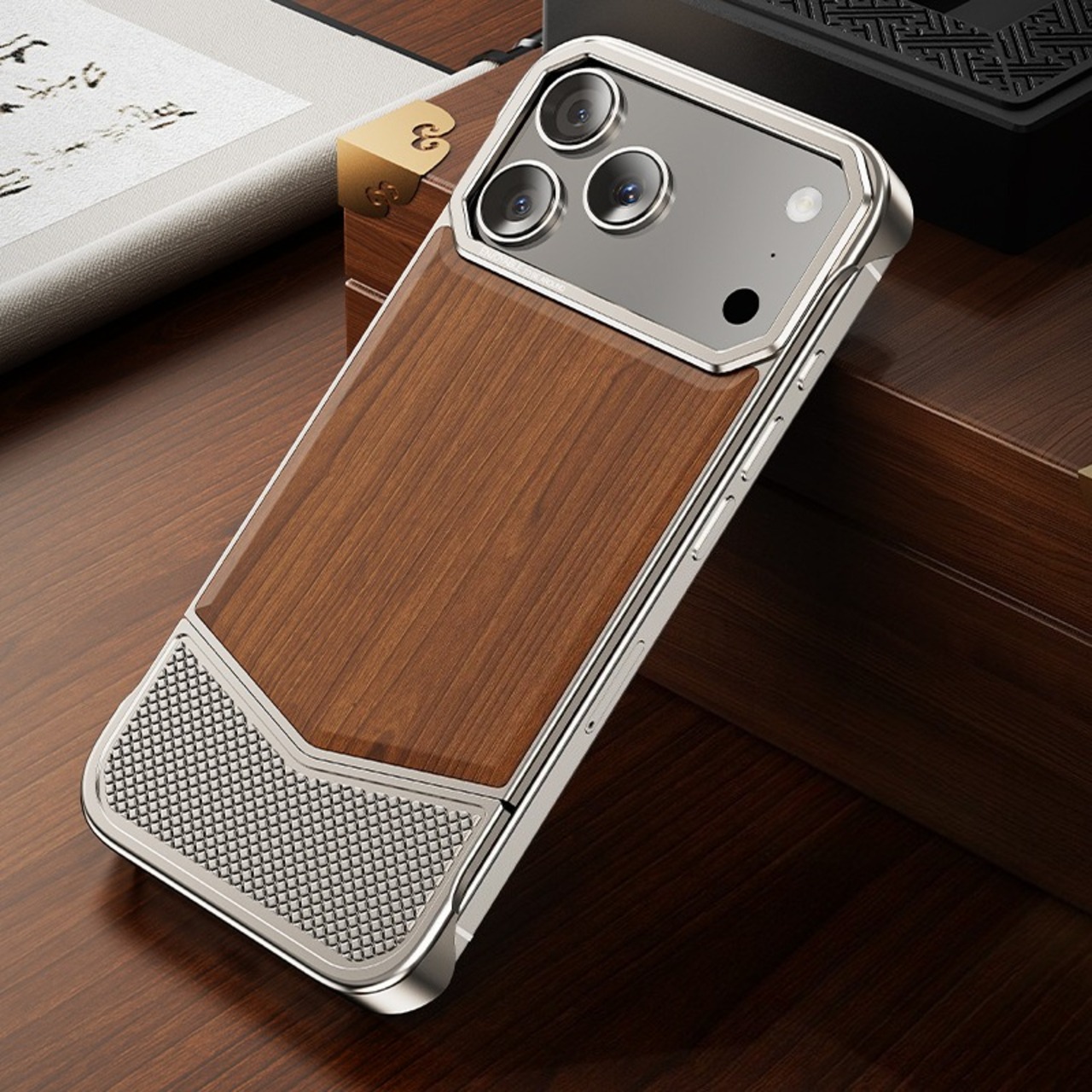 ◆iPhone 17Pro/17Pro Max◆ Wood &Aluminum Slide Phone Cover / ウッド & アルミニウム スライド スマホケース