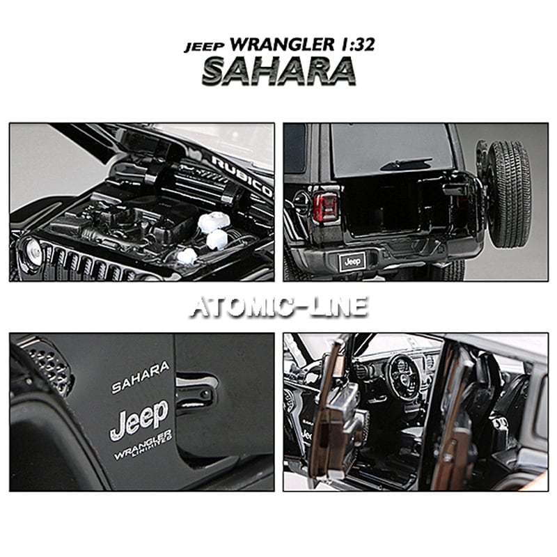 ジープ ラングラー 1/32 ミニカー 全3色 ライト点灯 エンジンサウンド