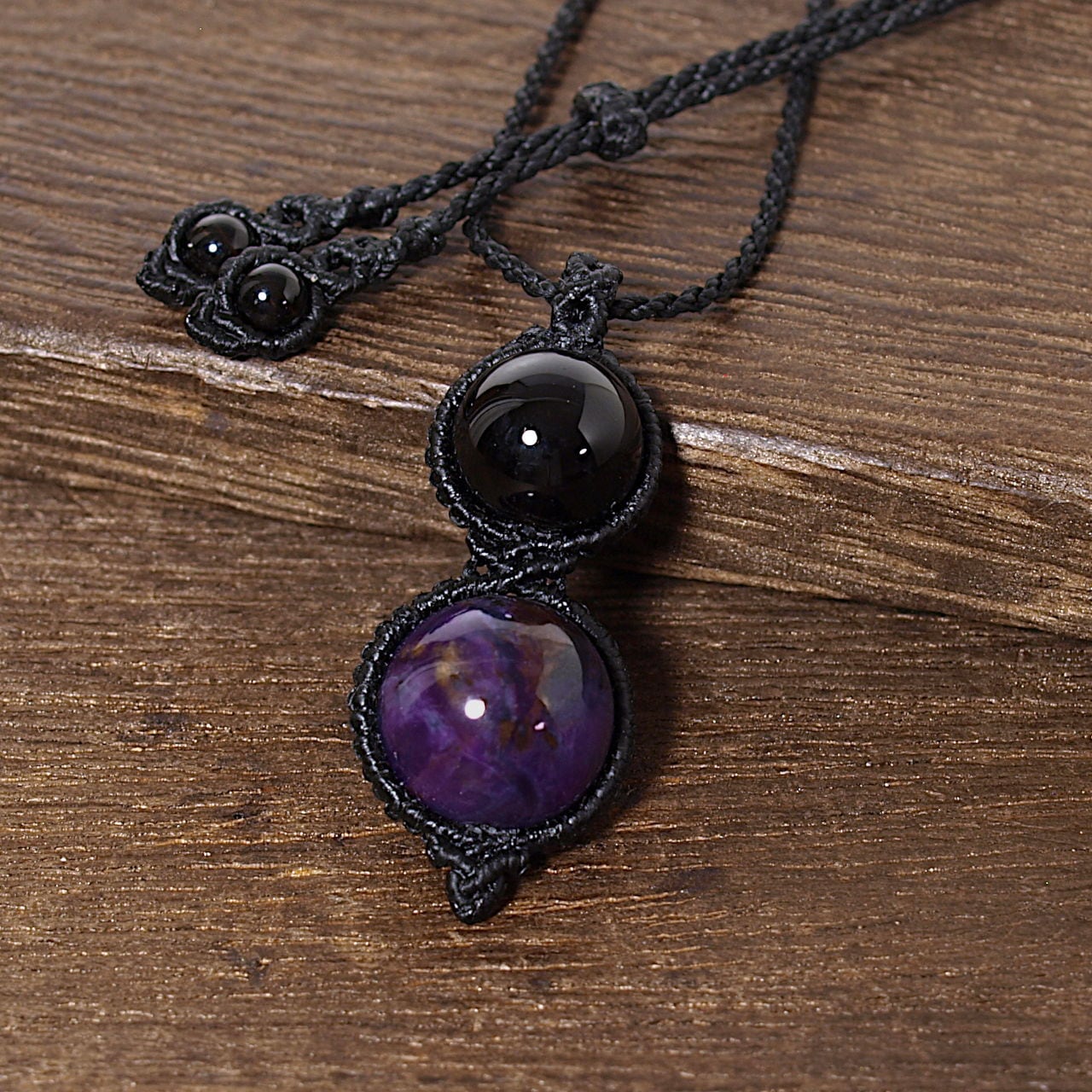 #2053 ♡ゴールドオブシディアン&モリオン&水晶天然石♡マクラメネックレス 2053 ♡ゴールドオブシディアン&モリオン&水晶天然石♡マクラメ