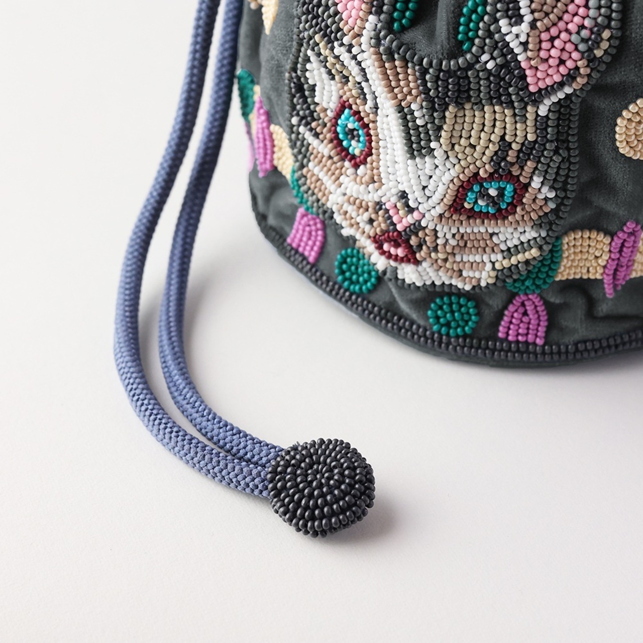 Nathalie Lete Beaded Drawstring Bag Blanche　ナタリーレテ　ガラスビーズ巾着ポーチ Blanche