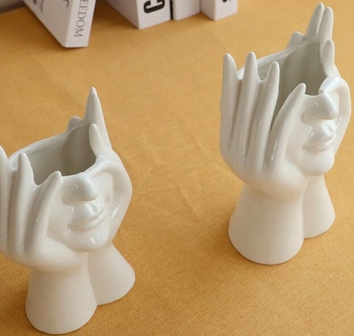 花瓶 アートオブジェ インテリア雑貨 北欧スタイル 人体モチーフ 白 陶器