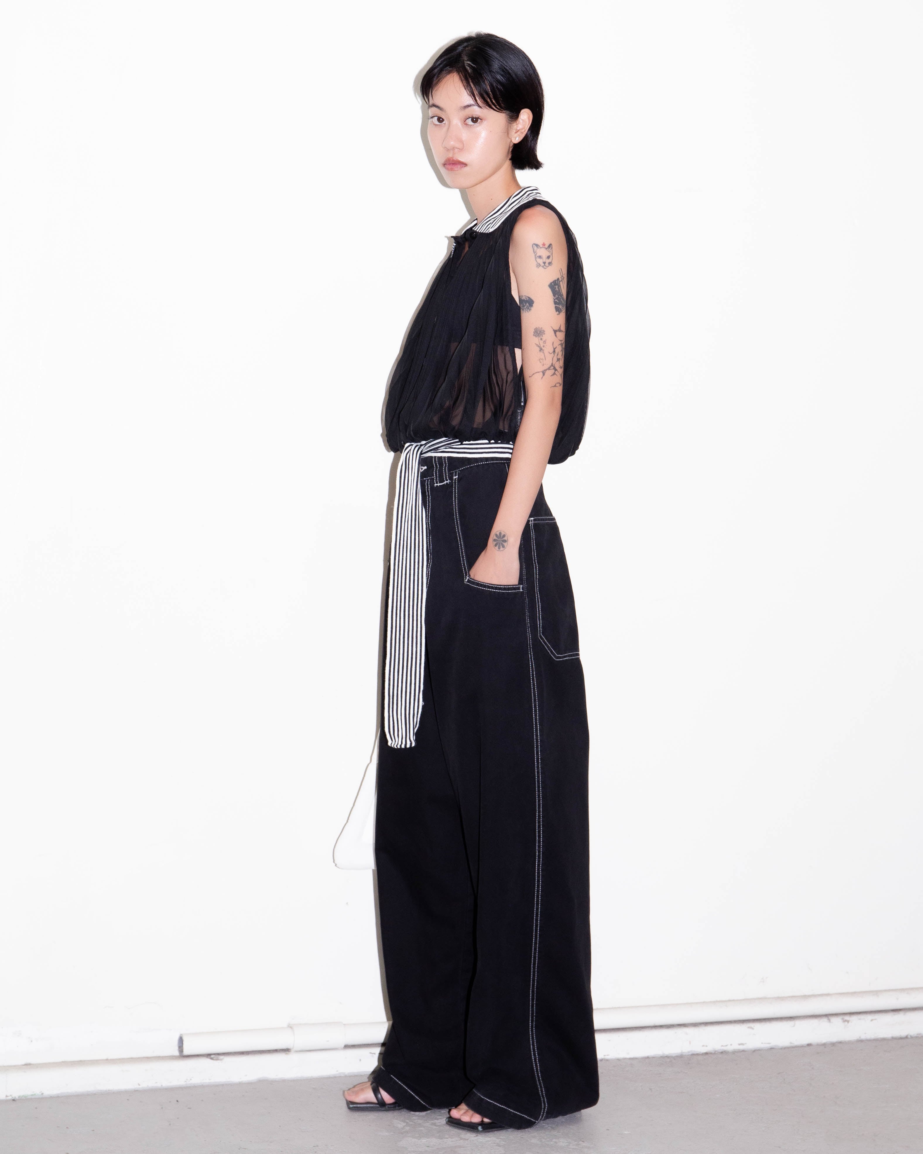1990s extra wide topstitched duck pants | LUIK FINN