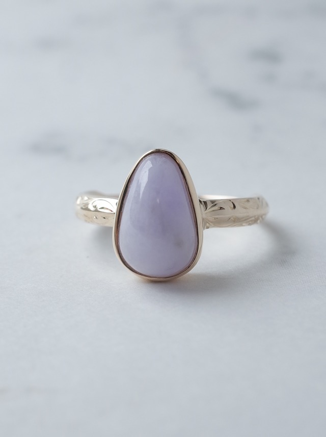 Lavender Jadeite Chinoiserie Ring