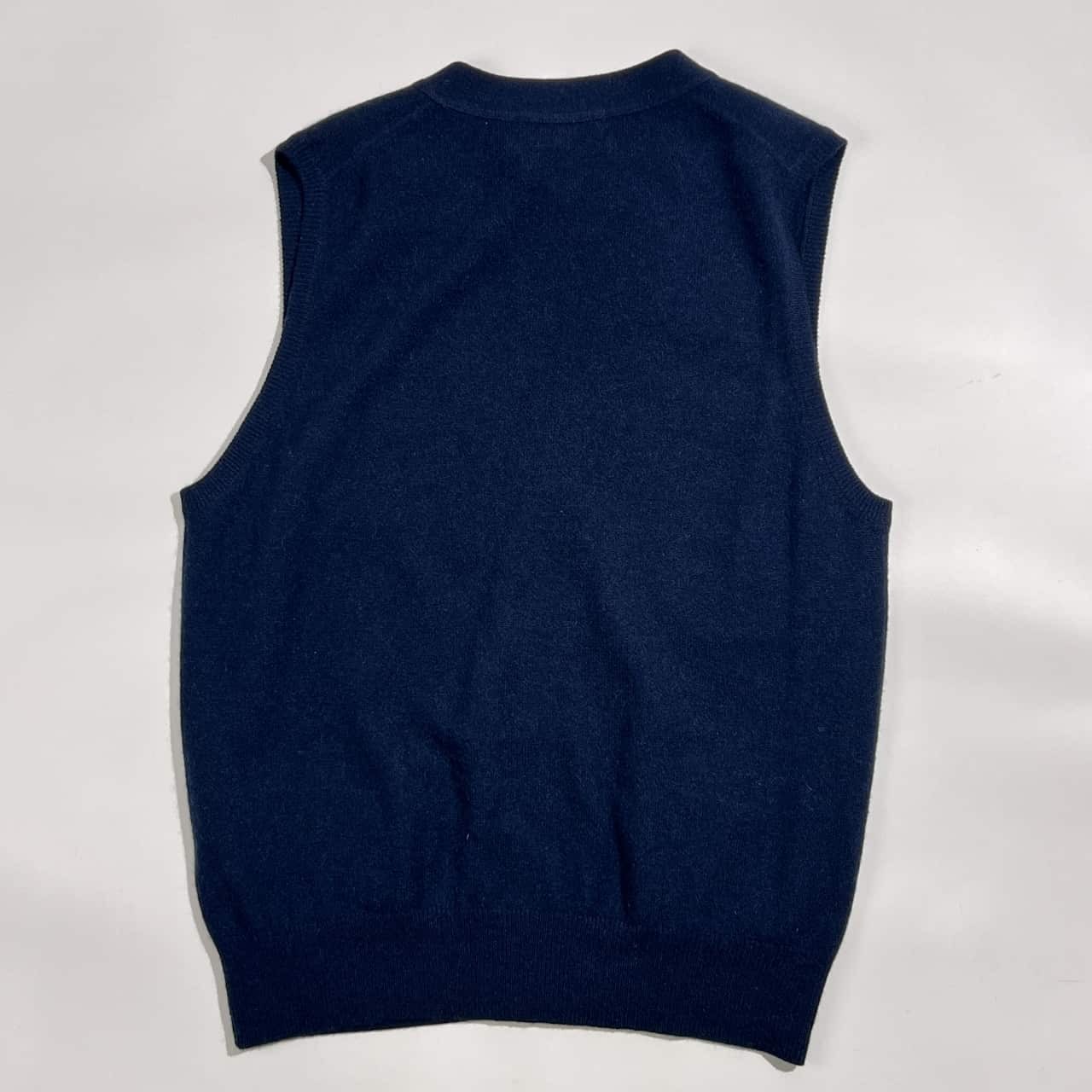 カシミヤ100% SHAKEHAND CASHMERE シェイクハンド Vネック 前開き ニット ベスト M/ネイビー メンズ