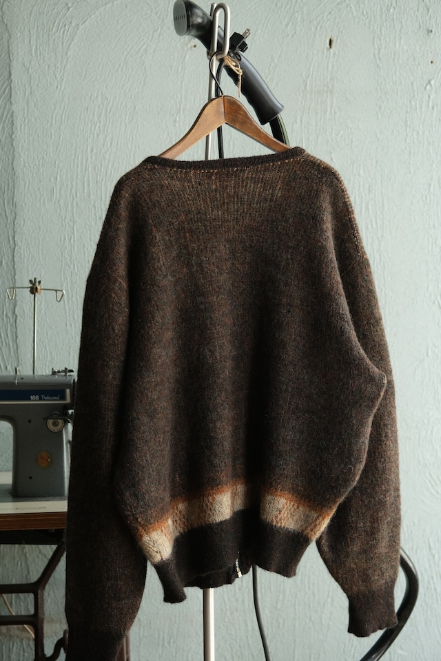 Utah/50's-60's Mohair25% Wool75% crew neck zip cardigan