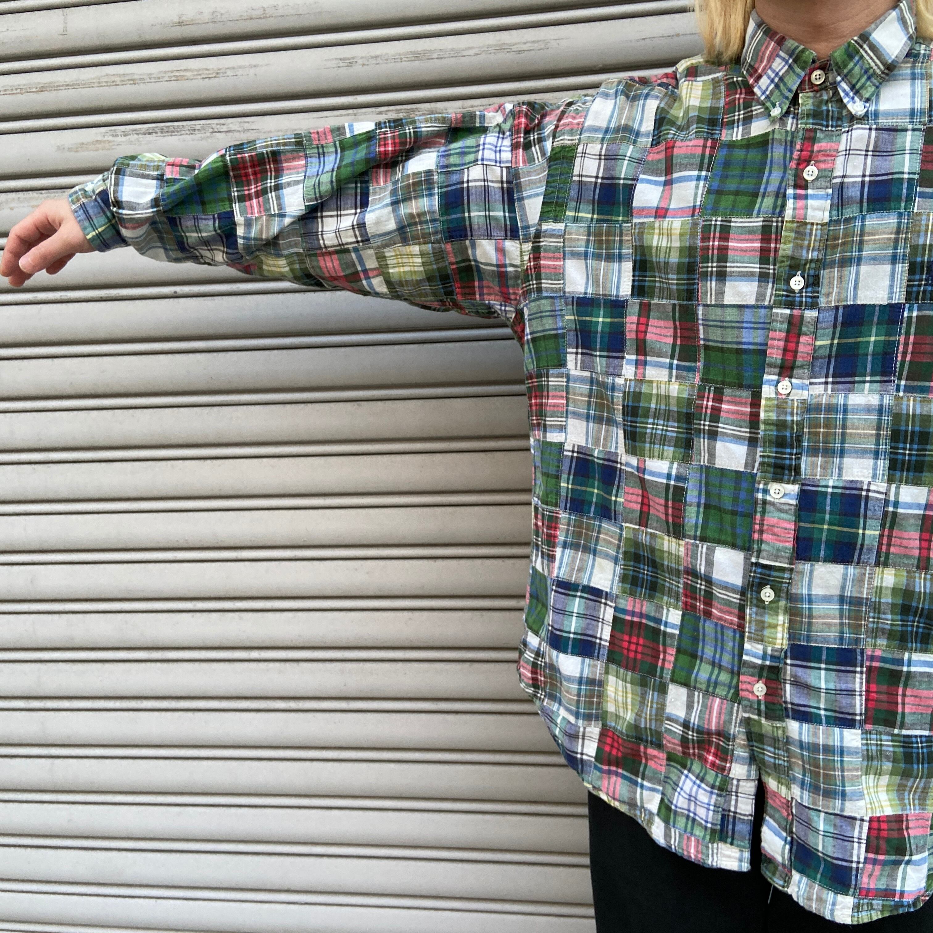 90s ラルフローレン BLAIRE チェック柄パッチワークシャツ L | 古着屋 Uan
