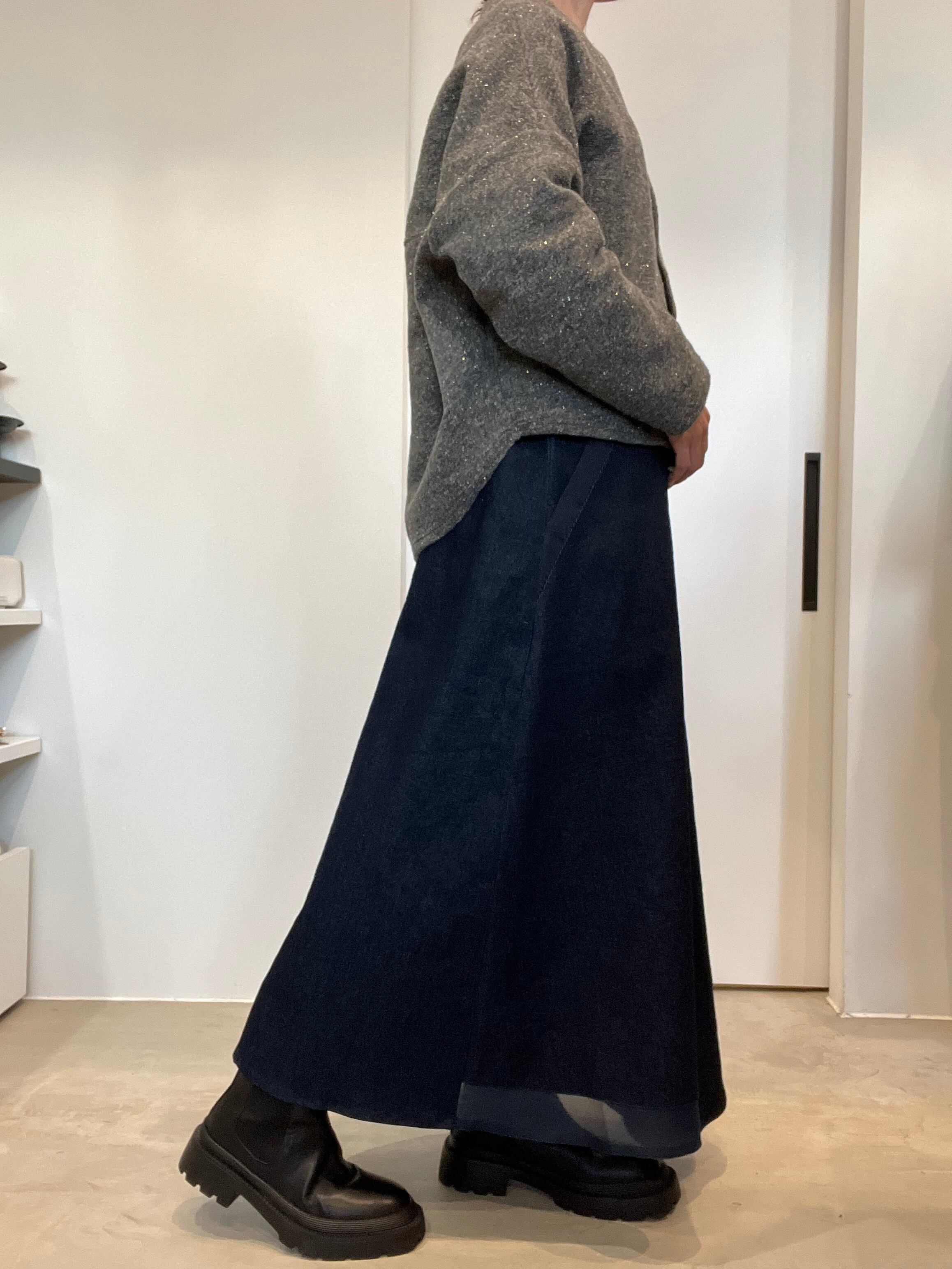 【SELECT】オーガンジー切替ストレッチタックスカート