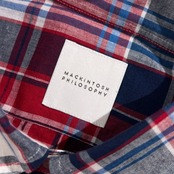 リネン混 MACKINTOSH PHILOSOPHY マッキントッシュフィロソフィー チェック柄 BD ボタンダウン 半袖 シャツ 38(M相当) /レッド・ネイビー系 メンズ 三陽商会