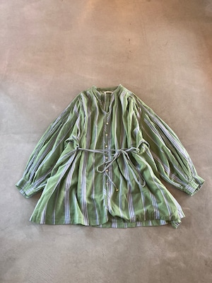 ne Quittez pas【Cotton Voile Stripe Gather Blouse】