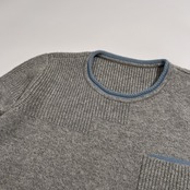 カシミヤ混 Leilian レリアン ポケット付き ウールニットセーター サイズ 13+ /グレー×水色/レディース/日本製