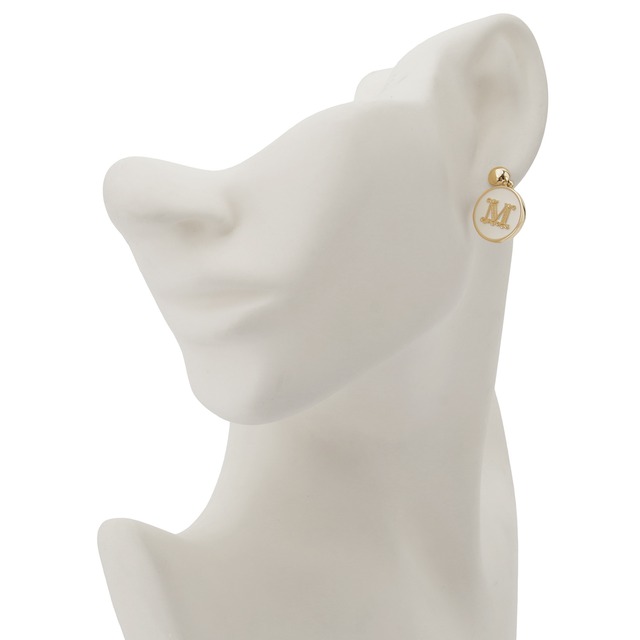 マックスマーラ MAX MARA 2347511139600 004 EARRY4 Mロゴ メタル エナメル イヤリング ホワイト/ゴールド レディース アクセサリー