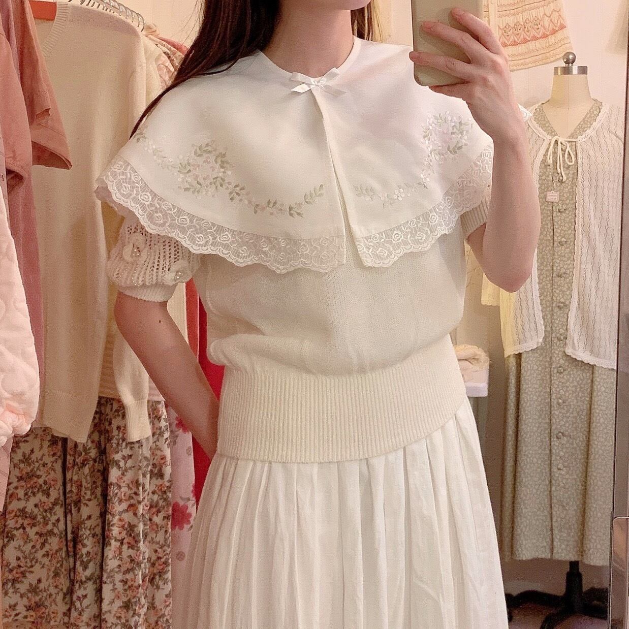 white flower lace big collar