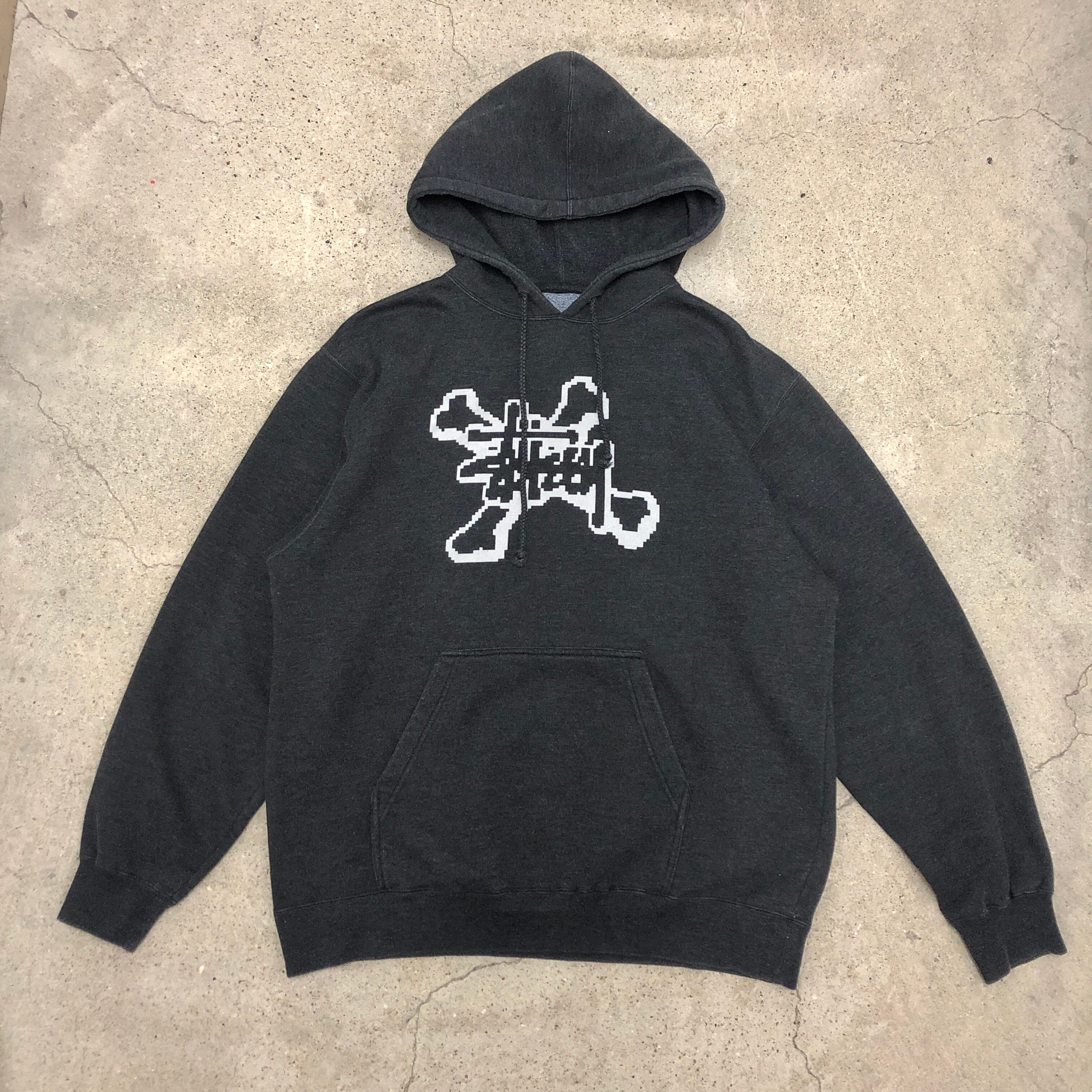 00s OLD STUSSY/Cross Bone print Hoodie/L相当/クロスボーンプリント