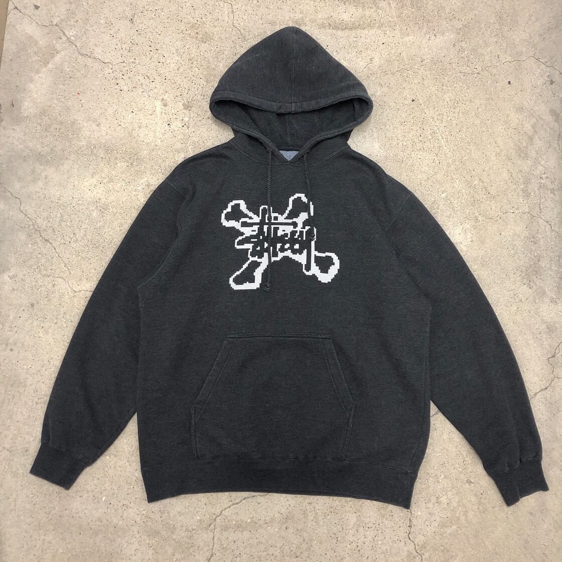 00s OLD STUSSY/Cross Bone print Hoodie/L相当/クロスボーンプリント 
