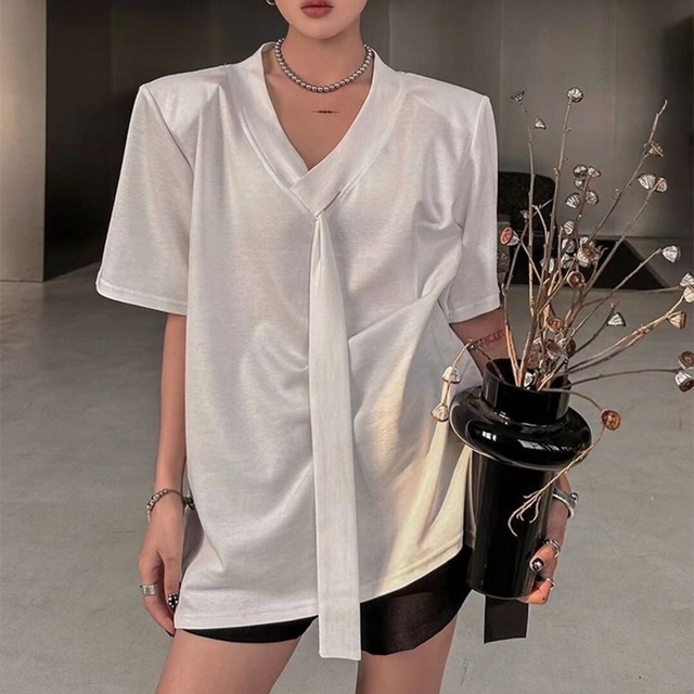 Drape V-neck T-shirt 01316