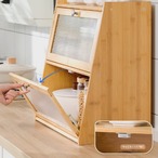 多機能 キッチンラック ドア付き カウンタートップ キッチン収納 防塵 小型収納 キャビネット 木製 3段 ミニマリスト 見えない収納 雑貨 インテリア 北欧 おしゃれ