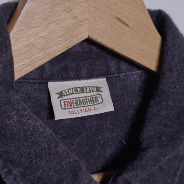 1990s FIVE BROTHER Heavy Flannel Shirt CHAMOIS CLOTH Black USA