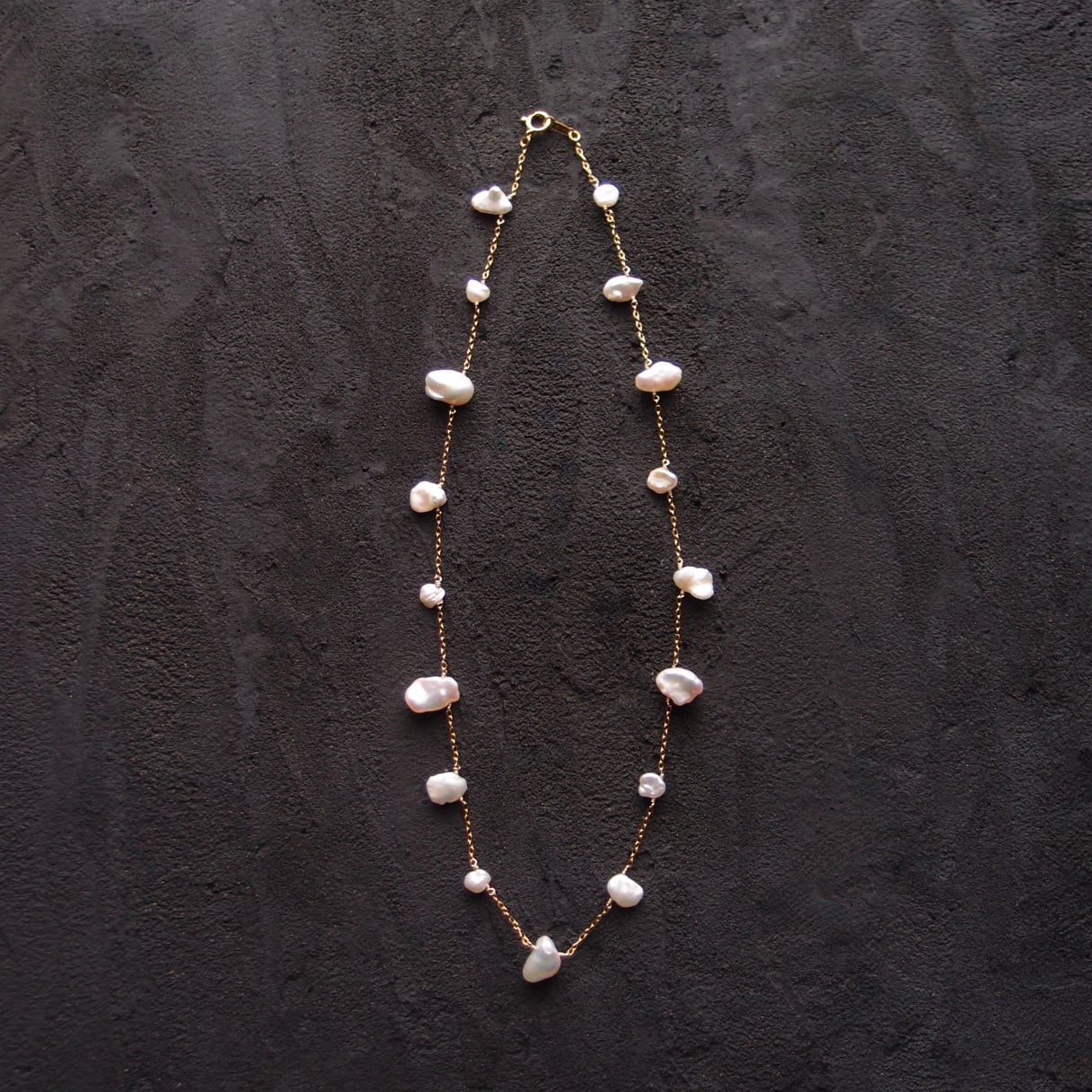 K14gf】Petal Pearls Station Necklace／ペタルパール ステーション