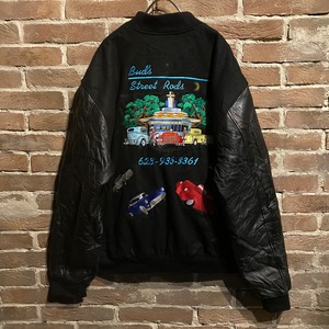 【Caka act3】Car Embroidery Vintage Loose Stadium Jacket