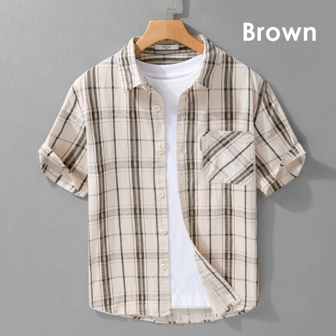 【M-3XL】Modern Check Short Sleeve Shirt / モダン チェック 半袖 シャツ