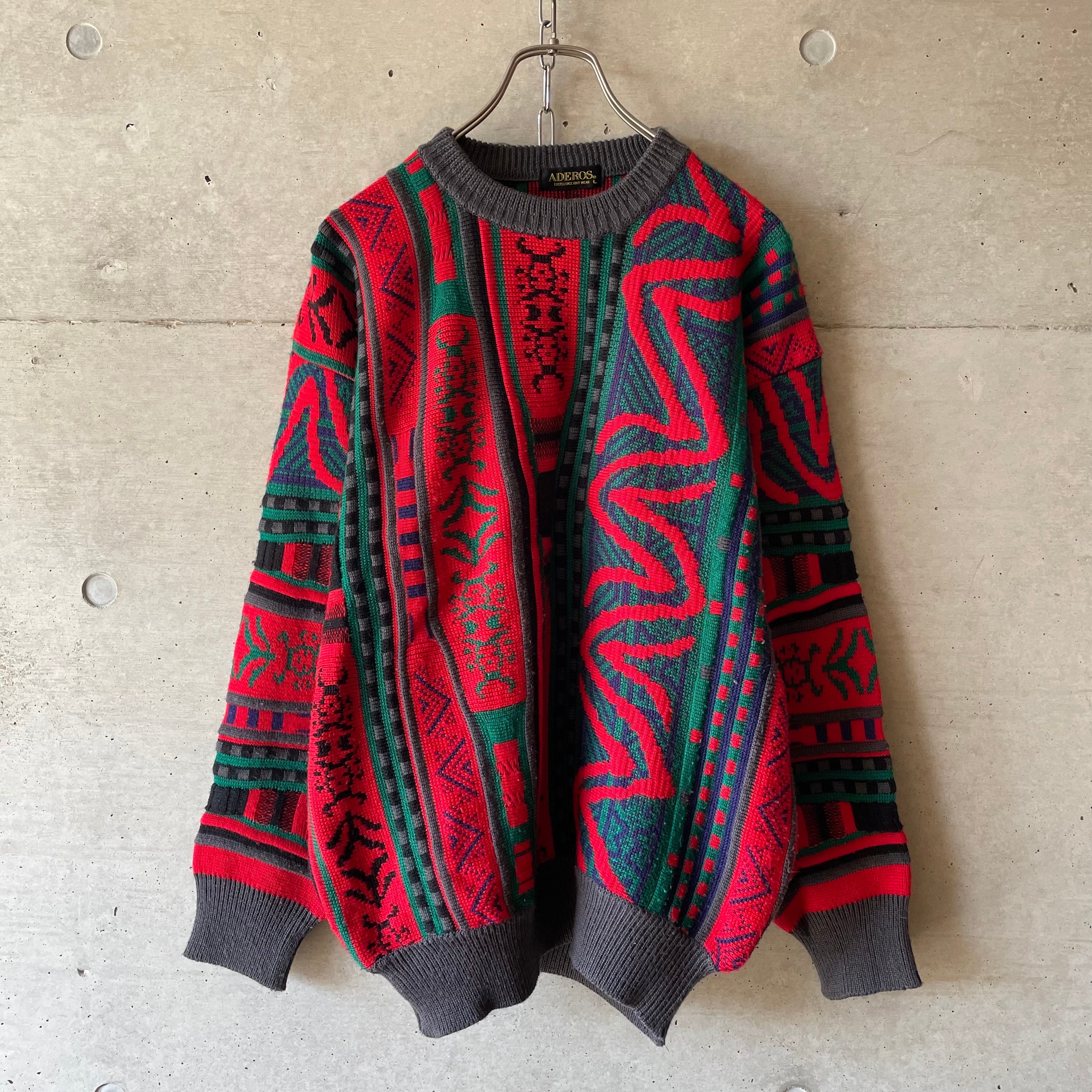 【vintage】design patterned 3d knit sweater(lsiz)0409/tokyo | 〚ETON_VINTAGE〛  powered by BASE