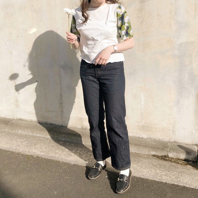 ストライプ柄が可愛いトップス 柄スリーブTシャツ｜イエロー｜画像12