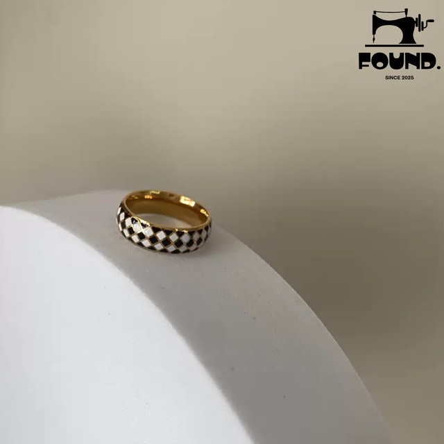 Checkerboard Titanium Ring(FD406)