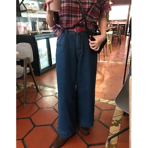 washed blue high waist straight wide leg jean