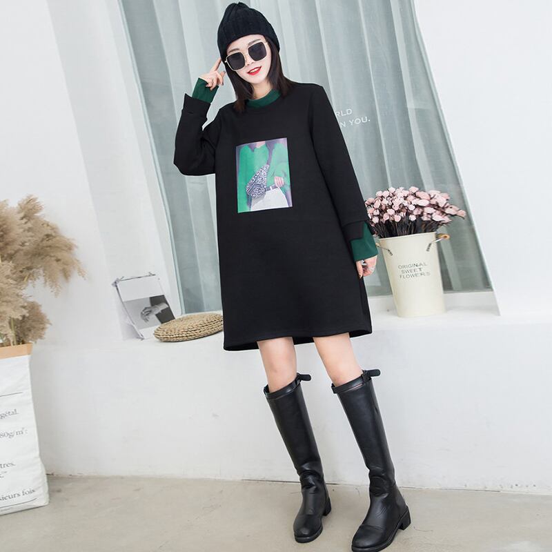 オータムウィンタースタイルセーター ドレス ルーズ 大きめサイズ 秋物 冬物 ミックスインファッション54434116869