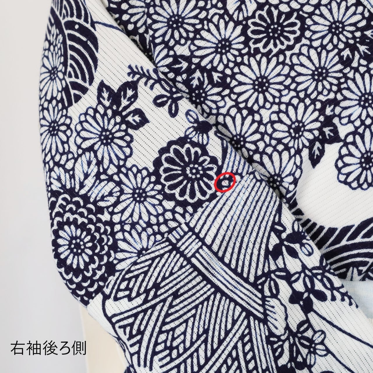 当店水洗い済み!】綿絽浴衣(夏着物)白地に藍の長板中形 当店水洗い済み!】綿絽浴衣(夏着物)白地に藍の長板中形