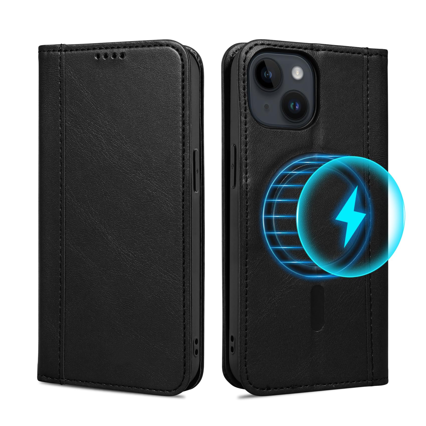 iPhone 15 用 ケース 手帳型 MagSafe対応 iPhone15 用 手帳型ケース Rssviss アイフォン15 用 ケース カード収納 スタンド機能 全面保護 衝撃吸収 スマホケース MagSafe 対応 内蔵マグネット 財布型 アイホン15 用 ケース iPhone 15 専用 MagSafe対応 手帳型ケース 6.1inch ブラック