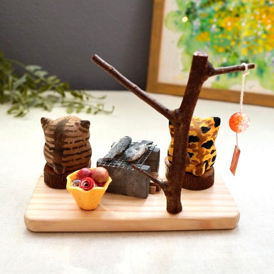 木彫り猫 330 置物 | Forest cat