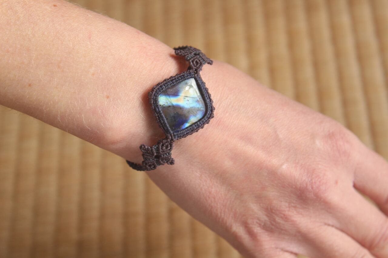 Multi color Labradorite micro macrame bracelet