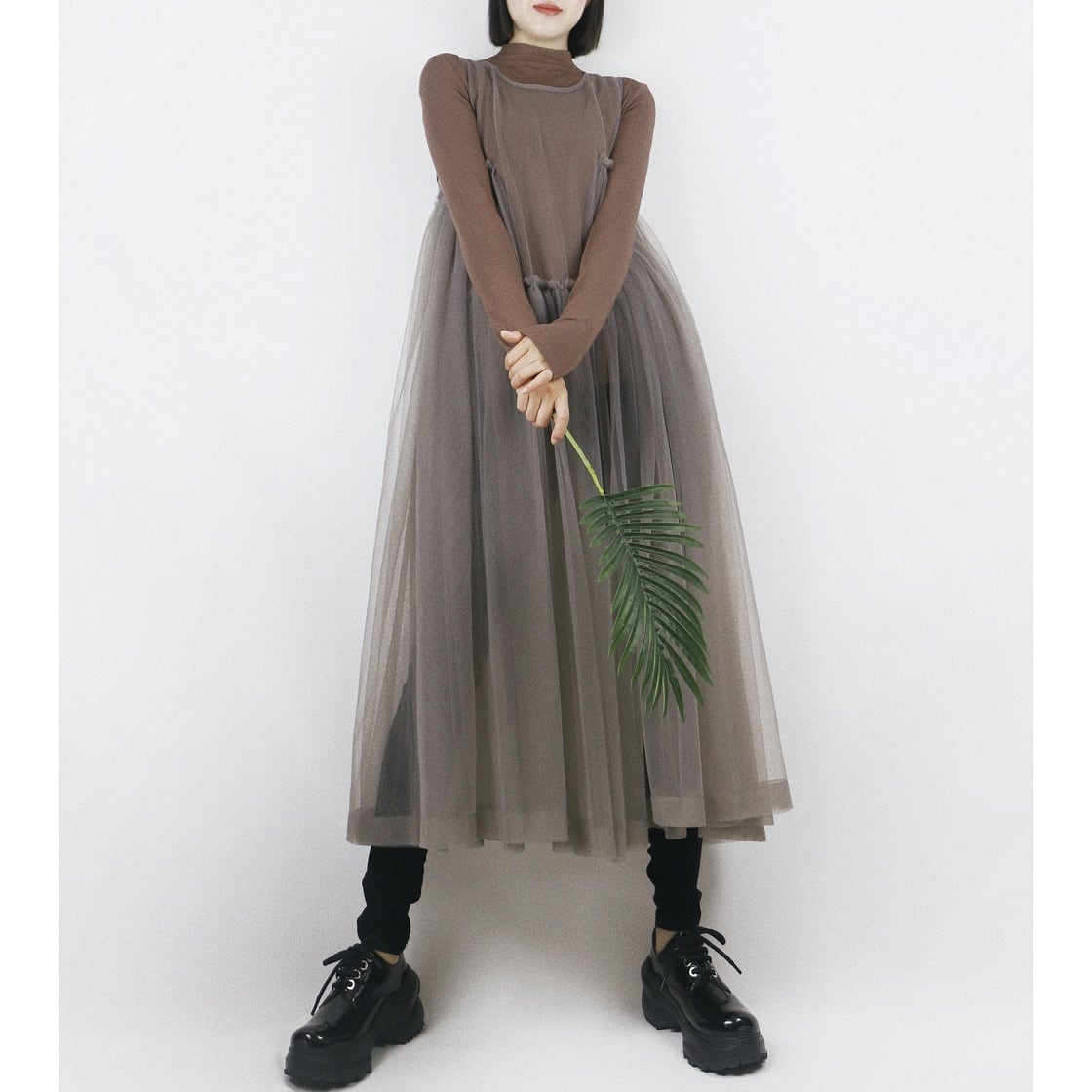 Over mesh camisole dress*S-262