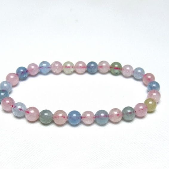 ミックスカラーベリル ブレスレット 6mm 一点物 メール便可 [M便 1/10] 111-48847