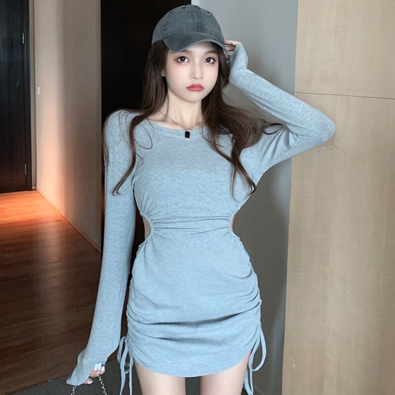 オータムギャザープリーツドレス スリム薄手スカート 秋物 ガールズファッション93115057897