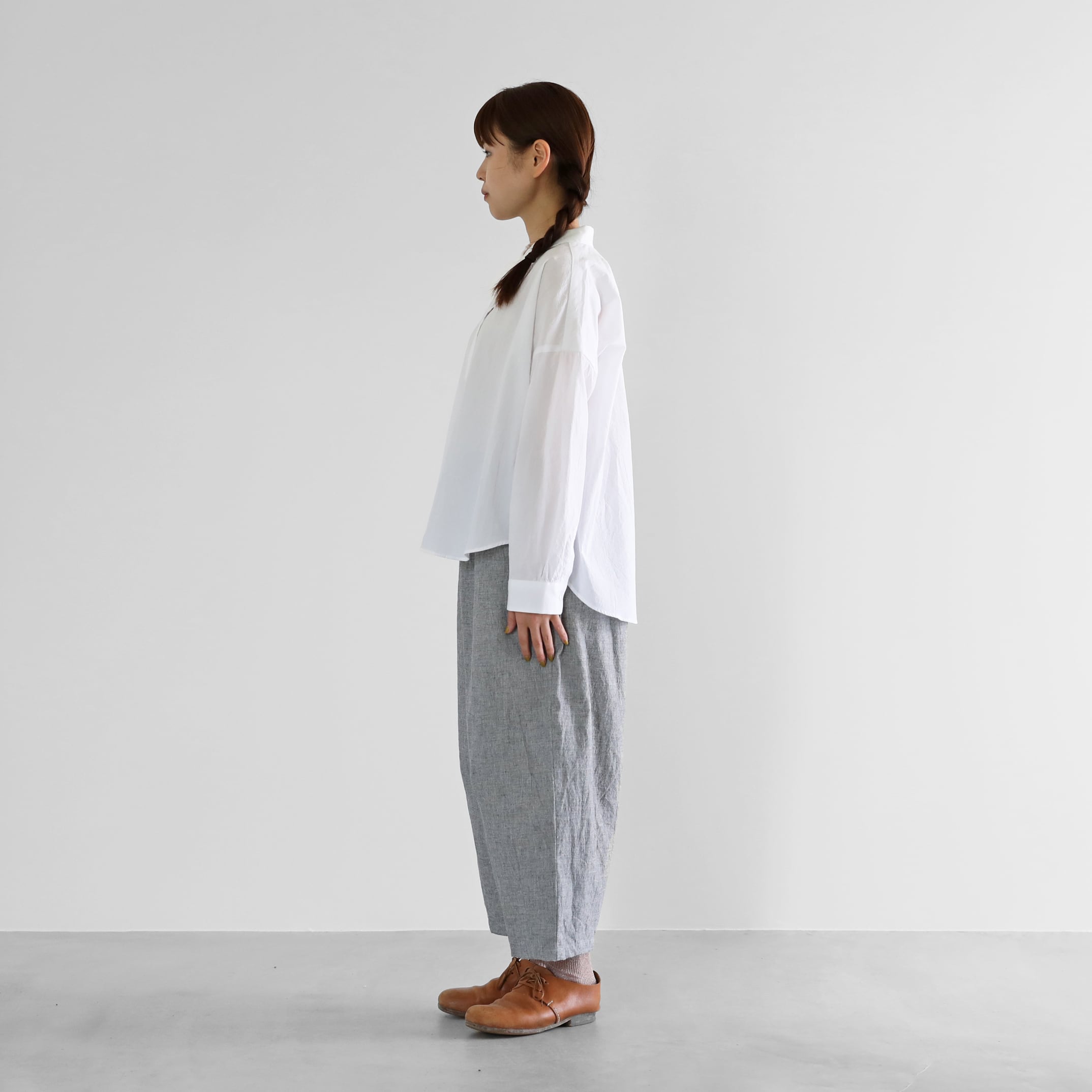 HUIS 綿麻(コットンリネン)バフクロスバルーンパンツ（グレー）【ユニ
