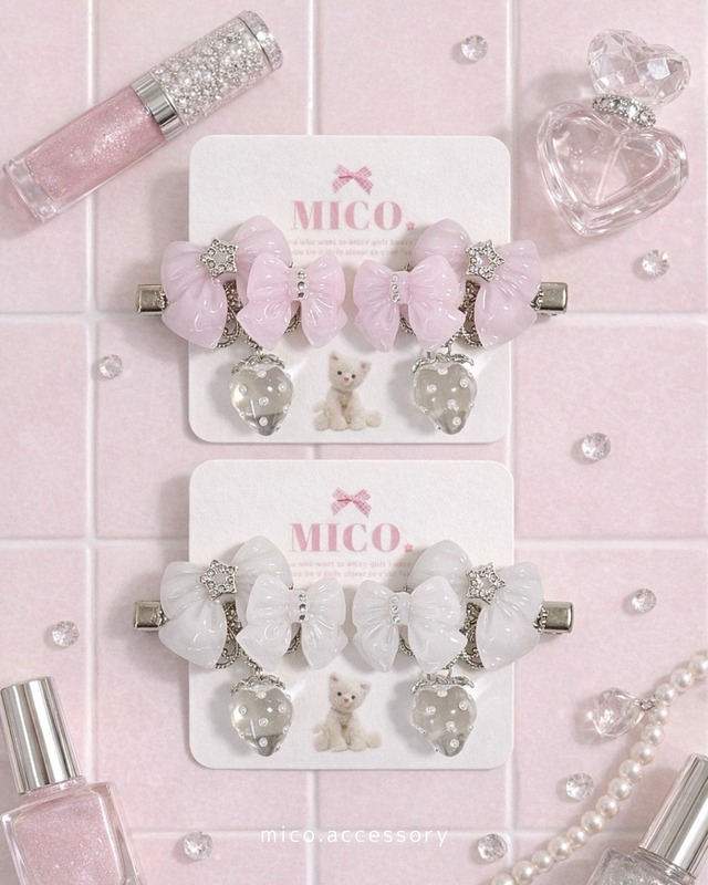 ときめくダブルリボンヘアクリップセット